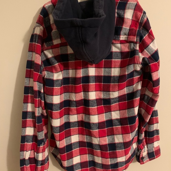 Plaid hooded button up shirt - Picture 3 of 3